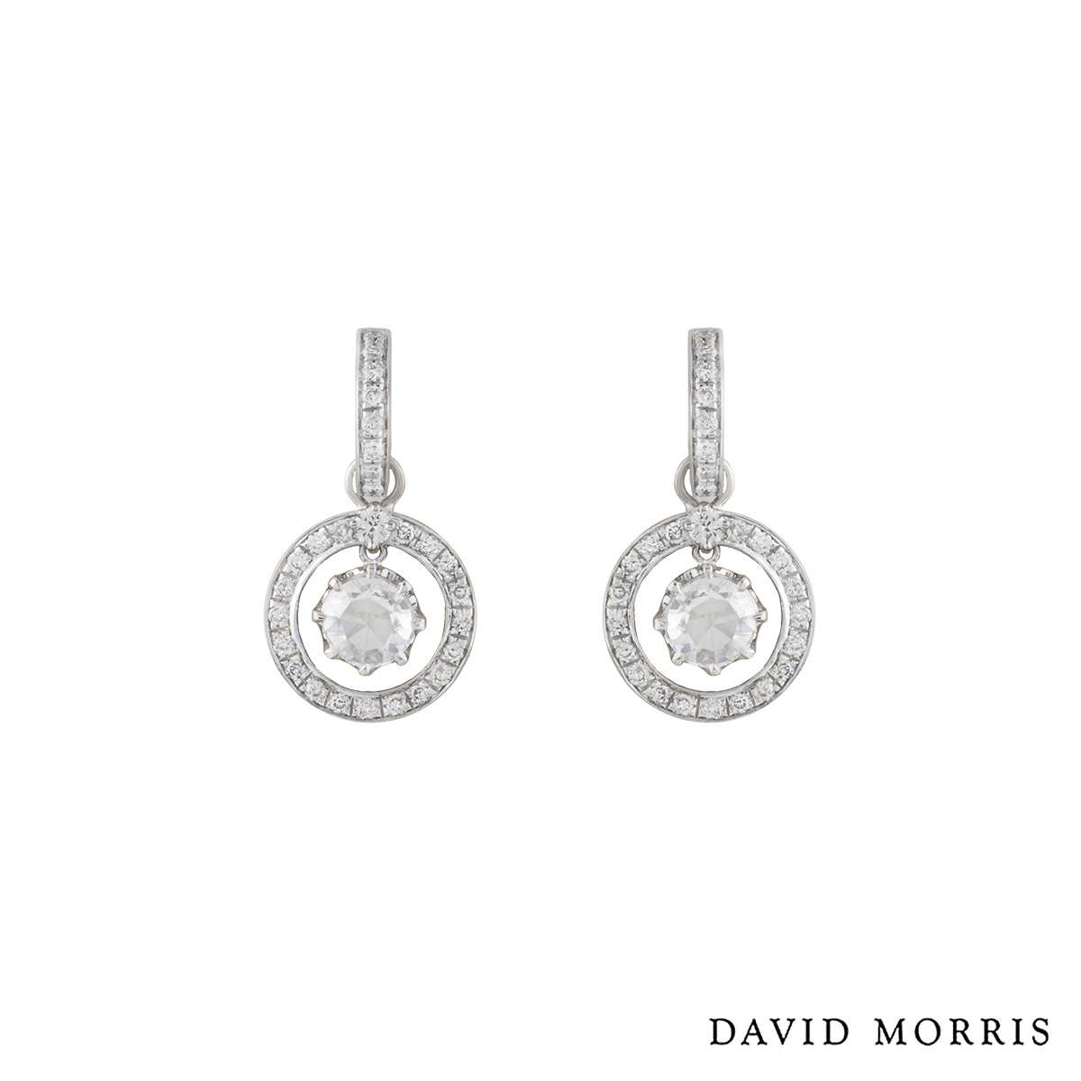 David Morris Diamond Drop Earrings in Platinum | Rich Diamonds